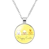 Generisch Damen Halskette Ketten Osterhase Halskette für Mädchen/Frauen Hase Schmuck für Mädchen Hase Ohrringe Anhänger Ostern Schmuck (D, 6x6x1cm)