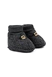 Mikk-line Woll Hausschuhe Kinder 74/80 Anthracite Leange | Krabbelschuhe Baby in Wool Und Polyster Für Mädchen und Jungen | Woll-Babysocken | Lauflernschuhe Baby | Babyschuhe 0-6 Monate