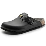 BIRKENSTOCK Classic Boston - Zuecos de Piel Unisex para Adultos, Talla 42, Color Negro