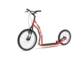 YEDOO Three Y40 Tretroller - Kickscooter für Erwachsene mit Luftreifen 20/16 und Tragfähigkeit bis zu 150 kg. Scooter Roller mit verstellbarem Lenker. Rot