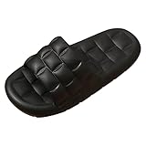 Weiche Open Toe Schlappen rutschfest Slippers Herren Hausschuhe Mode Neues Muster Sommer Badezimmer Geruchssichere Hausschuhe Flache Bequeme rutschfeste Slippers Damen Herren Hausschuhe (Black, 45)