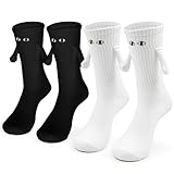 KUMSODE 2 Paare Lustige Magnetische Socken mit Händen Hand in Hand Socken Freundschaftssocken Magnet Socken Kleine Geschenke für Frauen Männer Freundin Freunde Partner Paare Kinder