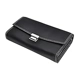 bhb Kellner Geldbörse, Kellnerbörse, Geldbeutel, Damen Herren Portemonnaie mit Holster, mit Kette, großes Münzfach, für Taxi, Restaurant, Pizza (Schwarz)