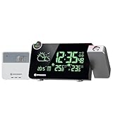 Bresser Funkwetterstation mit Projektion, Farbwechsel, Wettervorhersage, Frostwarnung, 256 Displayfarben, 2 Weckzeiten, inkl. Außensensor