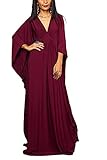 YouKD Damen Einfarbiges langes Kaftan Maxikleid Übergröße Homewear Bikini Strand Vertuschung Roben