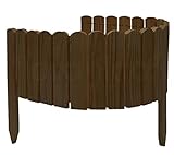 Floranica Rollborder Gartenzaun 103 x 20cm Braun Rasenkante Holz Gartendeko Beeteinfassung Deko Mini Zaun Garten Natürliches imprägniertes Kiefernholz