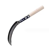 FINPAN 6,3' Sägezahngras Japanischer Unkraut Sichel Edelstahl Halbmondförmige Erntesichel Sichel 160mm No.2211 (Klinge aus Manganstahl)