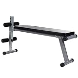 ScSPORTS® Hantelbank - Klappbar, Verstellbar, Flach/Negativ, mit Beinfixierung, bis 120 kg, Stahl, Rot/Schwarz - Sit Up Bank, Bauchtrainer, Trainingsbank, Flachbank, Fitnessbank für Zuhause (Schwarz)