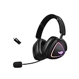 ASUS ROG Delta II kabelloses RGB Gaming Headset (ROG SpeedNova, Bluetooth 2,4 GHz, kabelgebunden 3,5-mm-Anschluss, 10 mm Super-Breitband-Boom-Mikrofon, DualFlow Audio, 110h Akkulaufzeit, Aura Sync)
