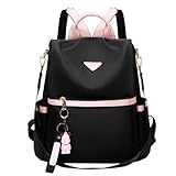 Leathario Rucksakck Damen klein,Diebstahlsicher Cityrucksack,PX4 Wasserdichtere Rucksackhandtasche,Eleganter Tagesrucksack für Büro,Pendeln,Arbeit,Backpack Women für Reisen,Einkaufen,Schwarz