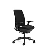 Steelcase Amia Ergonomischer Bürostuhl mit LiveBack Lumbalstütze und 4D-Armlehnen Onyx, 68 x 56.5 x 99