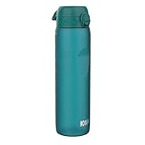 ion8 1 Liter Trinkflasche, 1000ml, Auslaufsicher, Einhandöffnung, Sichere Verriegelung, Spülmaschinenfest, BPA-frei, Tragegriff, Leicht zu Reinigen, Ideal für Sport und Fitness, Aqua