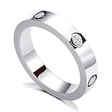 RIXERKOC Liebe Freundschaft Ring für Damen Cubic Zirkonia Edelstahl Versprechen Ring Hochzeit Band Schmuck Valentinstag Geburtstag Geschenke für Frauen Mädchen (9, Silber)