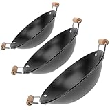 BESPORTBLE 3 Stück Edelstahl Kochgeschirr mit Kleinen Töpfen und Flacher Pfanne Hitzebeständige Holzgriffe für Gasherd Elektroherd und Backofen Energiesparend und Langlebig