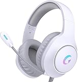 KAPEYDESI Gaming Headset für PS5/4, Headset mit Mikrofon 7.1 Surround Sound, RGB Lichter Gaming Kopfhörer für PC Mac Switch Xbox Serie, Weiß