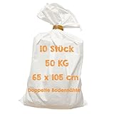 Doppelt vernähtem Boden Gewebesack 10er 65x105 cm - Getreidesäcke 50 kg - Bauschuttsäcke 10 Stück - Getreide Sack - Sandsack - PP Gewebesäcke - Gewebe Sack - Polipropylen Sack - Getreidesack 50 kg