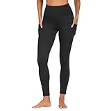 FOTOCITI Sport Leggings Damen mit Tasche High Waist Sportleggins Lang Blickdicht Sporthose Push Up Yogahose Bauchweg Laufhose Fitnesshose Hose(Schwarz, S-M)