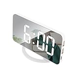 WYLFYJP Spiegelwecker – Moderne LED-Digitaluhr Automatische Helligkeitsanpassung, Elektronisches Ästhetisches Make-up for Schreibtisch, Wohnheim, Arbeitszimmer, Klassenzimmer
