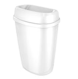 SemyTop Kunststoff Abfallbehälter, 32L, Weiß, mit Deckel, für Sanitärbereich, Wandmontage oder Standmodell, Glänzend