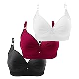 Gyaimxfu 3er Pack BH Damen ohne Bügel Push Up Baumwolle BH Set,Frauen Sexy Starker Halt Große Brüste Klassische BH Set für Damen Weich Bequemer BH Unterwäsche Bra mit verstellbarem für Alltag 2025