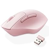 ELECOM Kabellose Maus, ergonomische Form, 2,4 GHz mit Empfänger, leises Klicken, 20 Monate Akkulaufzeit, 2000 DPI, 5 Tasten, Neigungsrad, optischer Sensor, kompatibel mit PC, Mac, Laptop, Rosa