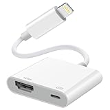 [MFi Certified] Lightning to HDMI Digital AV Adapter for iPhone，1080P Digital Sync Screen Converter Charging Port for iPhone/iPad 1080P HDMI Converter for HD TV/Projector/Monitor,Support All iOS-White