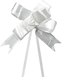 Schleifenband zum Zuziehen, dekorative weiße Geschenkschleife mit Schwänzen zum Verpacken, Basteln, Geschenkkörbe & Events – elegantes Finish, einfach zu bedienen