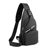 DIAOZI Brusttasche Herren Klein Wasserdichte Sling Bag Diebstahlsicher Crossbody bag Herren Brusttasche Zum Umhängen Geschäft Sport Schultertaschen - Schwarz