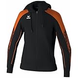 Erima Damen EVO Star Trainingsjacke mit Kapuze (1032441), schwarz/orange, 42