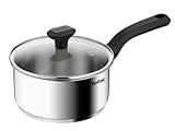 Tefal Comfort Max 18 cm Edelstahl-Topf mit Glasdeckel – langlebiges Kochgeschirr für gesundes Kochen, induktionsgeeignet, ergonomischer Griff für kühlbleibende Kühlung, spülmaschinen- und ofenfest
