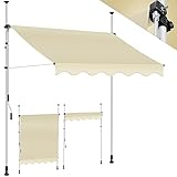 KESSER® Klemmmarkise mit Handkurbel Balkon, Balkonmarkise ohne Bohren, UV-beständig höhenverstellbar wasserabweisend, Sonnenschutz, Terrassenüberdachung, einfache Montage 300cm