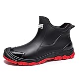 Gugifcto Gummistiefel Herren,Gummistiefel Damen Kurze,Halbhoch Stylische Boots Wasserdicht rutschfest Geeignet Regentag Rutschiger Boden Gartenschuhe Red44EU/46CN