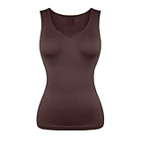 ZPFDSG Shapewear Damen Damen Shapewear mit V-Ausschnitt, Unterhemd, Bauchkontrolle, Body Shaper, Schlankheitsunterwäsche, S-3XL(Brown,XXXL)