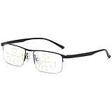 KOOSUFA Gleitsichtbrille Progressive Multifokus Lesebrille Herren Damen Metallrahmen Anti-Blaulicht Lesebrille Lesehilfe Sehhilfe Halbrandbrille 1.0 1.5 2.0 2.5 3.0 3.5 4.0 (1x Schwarz, 2.0)