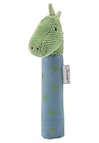 Sterntaler Baby Quietsche Dino Rexi - Baby Spielzeug aus Feincord - Greifspielzeug für Babys - Erste Versuche im Greifen und Spielen, steingrün