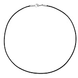 Auroris Echtleder Kette schwarz Dicke 2mm mit Karabinerverschluss ohne Verbindungsring aus Edelstahl/Länge: 60cm