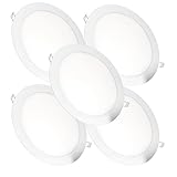 JANDEI - 5 x Downlight LED 18W runde Flach Weißem mattiertem Aluminiumring. 200-205mm Loch. 3000K/4200K/6000K Deckenleuchte, Deckenbeleuchtung, Deckeneinbauleuchte (4200K)