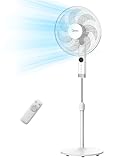 Midea MFS400R0APW Bodenventilator, 50 W, leiser Ventilator mit LED-Display, DC-Motor, ferngesteuert, mit 7 Flügeln, Oszillation, großes Volumen, Freshwind Timer, 8 Stunden, 3 Geschwindigkeitsstufen