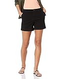Amazon Essentials Damen Mittelhohe schmal geschnittene Khaki-Shorts mit 13 cm Schrittlänge (erhältlich in gerader und kurviger Passform), Schwarz, 44