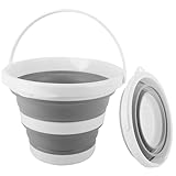Faltbarer Eimer 5L, Silikon Putzeimer Falteimer mit Griff, Platzsparend Sandeimer, Angeleimer, Wischeimer für Outdoor Camping Beach Auto Wäsche Wäscherei Waschbade für die Reinigung