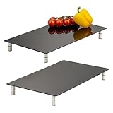 bremermann Herdabdeckplatte, 2er Set, Sicherheitsglas, ca. 30 x 6 x 52 cm B/H/T variabler Fuß (Schwarz)