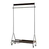 Kleiderständer mit Rollen, Kleiderständer aus Metall, mit Drahtkorb, geeignet für Schlafzimmer, Garderobe usw. (Braun)