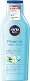 NIVEA SUN Pflegende After Sun Lotion (400 ml), Lotion mit hautberuhigender Wirkung nach dem Sonnenbad mit Bio-Aloe Vera und Hyaluron für 48h Feuchtigkeit