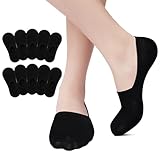 EKSHER Sneaker Socken Damen 35-38 Füßlinge Damen 10 Paar Ballerina Unsichtbare No Show Sneakersocken Baumwoll Kurze Halbsocken Silikonpad Rutschfest Atmungsaktive Schwarz
