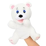 Hopearl Plüsch weiße Bär Handpuppe mit offenem beweglichem Mund für fantasievolles Spiel, Rollenspiel, interaktives Spielzeug für Storytelling Teaching Puppet Theater, Geschenk für Kinder, 29cm