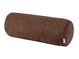 beties Farbton-Serie Nackenrollenbezug ca. 15x40 cm Premium Uni Kissenhülle aus deutschem Unternehmen, Chenille-Haptik in Raumausstatter Qualität - kaffeebohne-braun