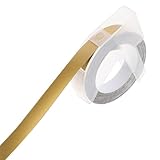 SEWACC Manuelles 3d geprägtes Etikettenband 9mm Gold Praktisches Prägeband für Manuelle Etikettendrucker Langlebig Kompakt Vielseitig Einsetzbar für Büro Schule und Haushalt