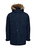 JACK&JONES Herren JJCHAMP Jacket FUR Parka, Navy Blazer, M