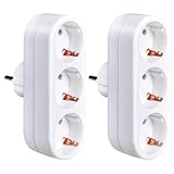 2 Stück Steckdose, 3 in 1 Mehrfachstecker für Küche Reisen Büro