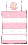 one-home Kinder Baby Bettwäsche 100x135 cm + 40x60 cm Teddy Bären Sterne Mond für Jungen und Mädchen weiche Mikrofaser Kinderbettwäsche Set, Farbe:rosa